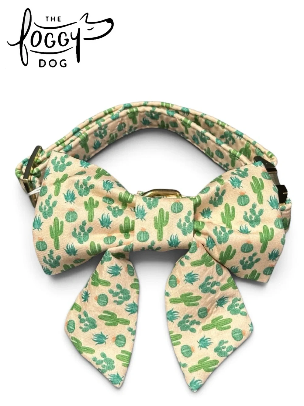The Foggy Dog Cactus Garden Lady Bow & Dog Collar